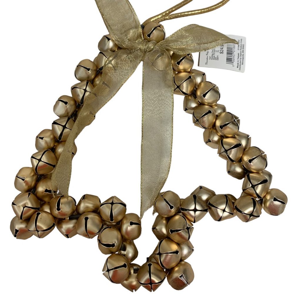 Christmas in July, Wreath, Tree Ornament, Decoration, 70 Jingle Bells, Gold, NWT